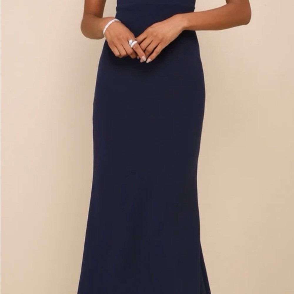 Lulu's Blue Spaghetti Strap Sheath Maxi Dress for Weddings